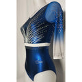 Langarm-Turnanzug Blau mit Metallic-Glanz