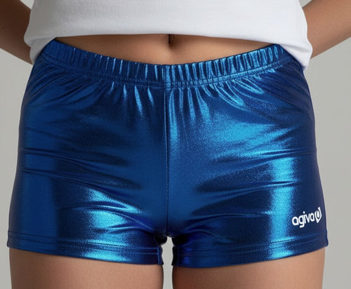 Shorts Marineblau mit Metallic-Glanz