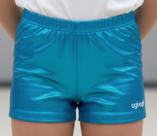 Shorts Türkis mit Metallic-Glanz