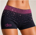 Shorts Schwarz-Fuchsia mit Strasssteinen und Farbverlauf