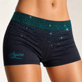 Shorts Schwarz-Türkis mit Strasssteinen und Farbverlauf