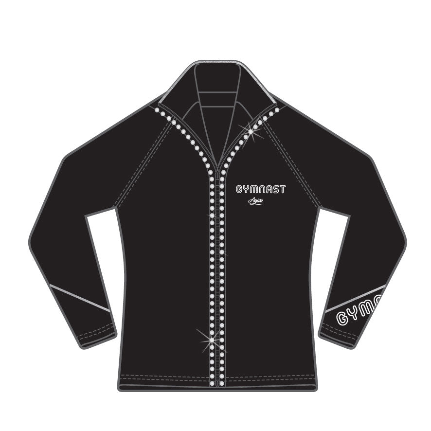 Trainingsjacke Schwarz mit Strasssteinen