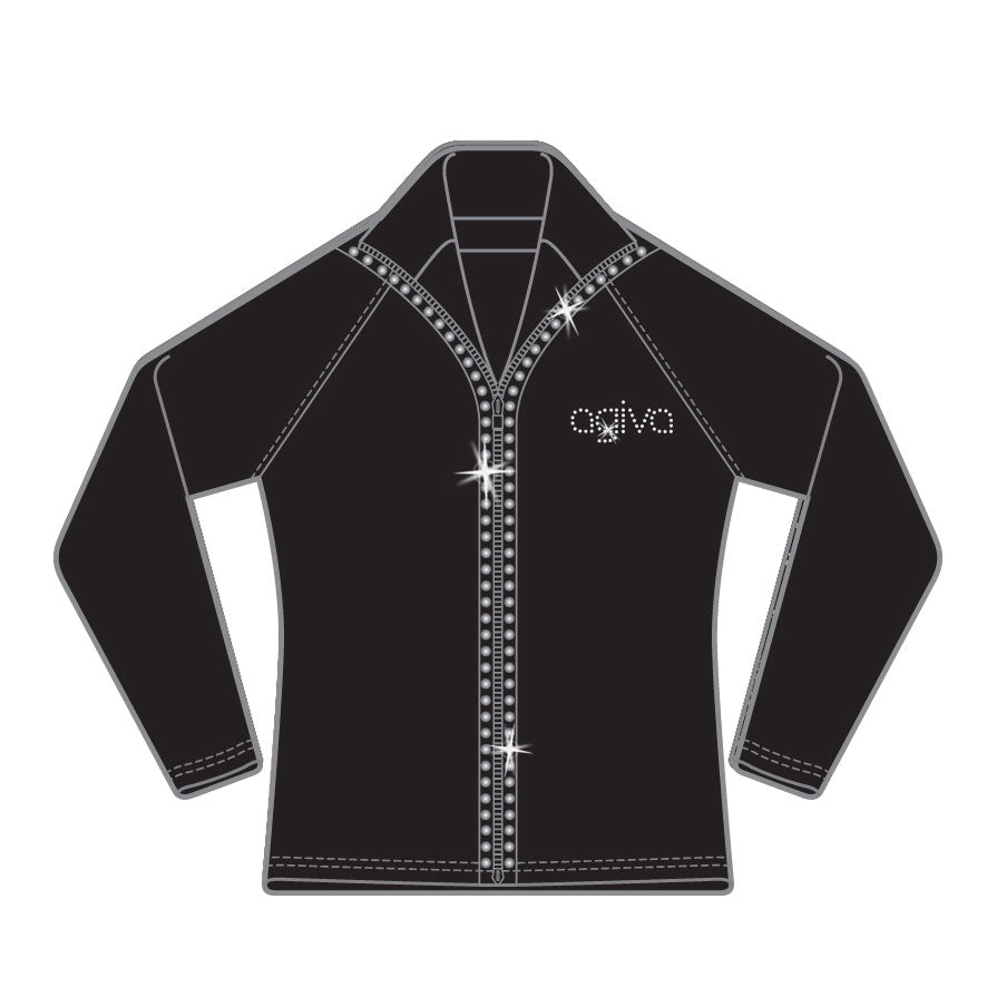 Trainingsjacke Schwarz mit Strasssteinen