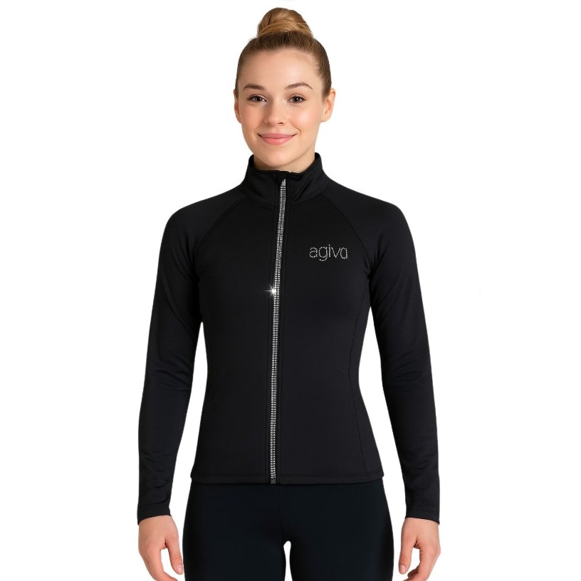 Trainingsjacke Schwarz mit Strasssteinen