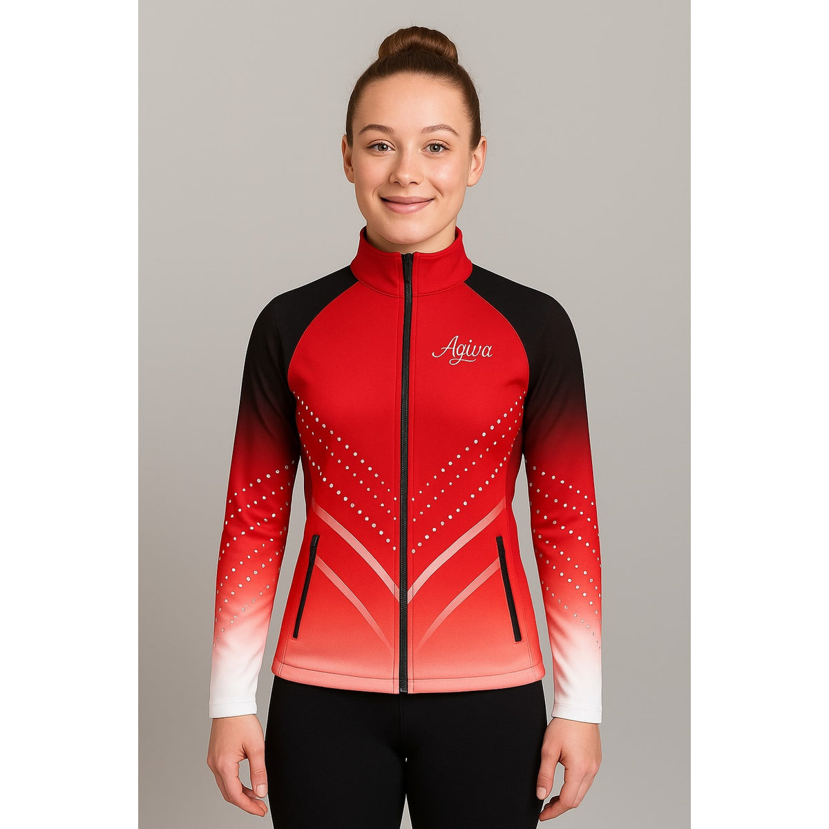Trainingsjacke Rot-Schwarz mit Farbverlauf