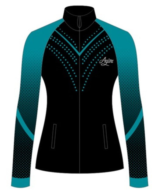 Trainingsjacke Schwarz-Türkis mit grafischem Design