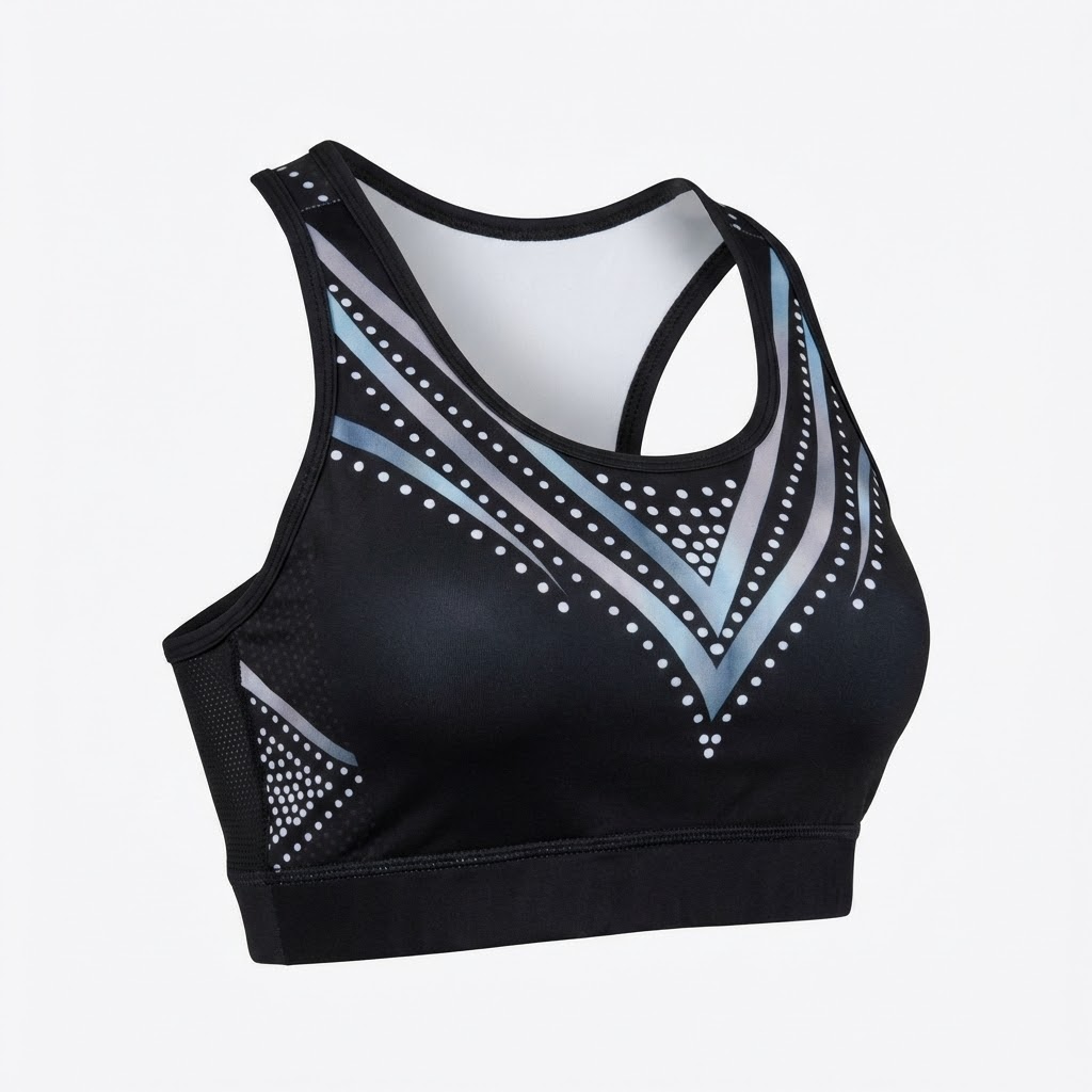 Top Schwarz mit grafischem Design
